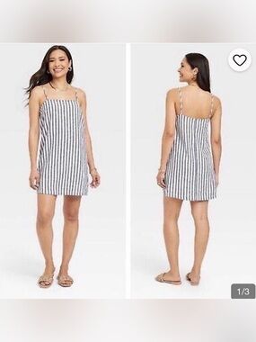 a new day Navy and White Striped Mini Sundress